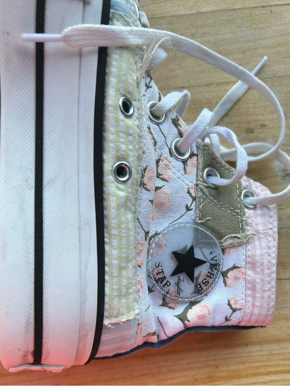 Converse High Top Picnic Patchwork Lifted Youth‎ Sneaker Shoes Size 6